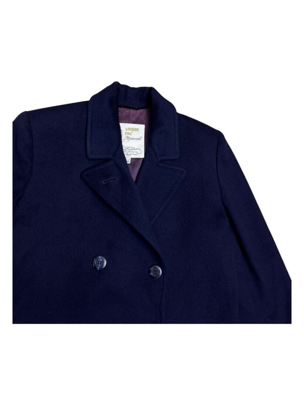 LONDON FOG Maincoats Vintage Retro Blue Business Winter Pea Coat Womens 6 Petite - Picture 6 of 7